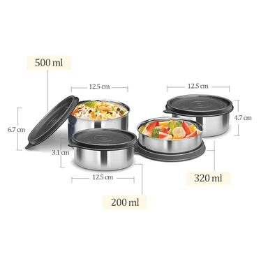 MILTON Tasty 4 Lunch Box – 4-Compartment Leak-Proof Stainless Steel Tiffin with Insulated Fabric Jacket (200 ml + 320 ml x2 + 500 ml) – Portable Office/College/Picnic Tiffin (Red) thumbnail 4