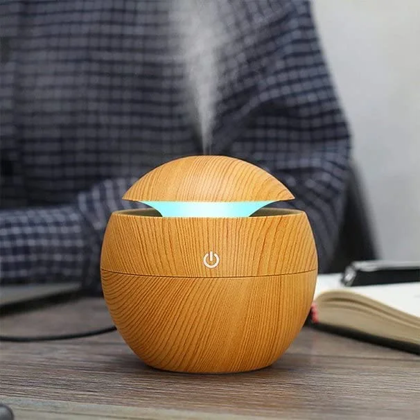 Wood-Finish Ultrasonic Cool Mist Humidifier & Essential Oil Diffuser with 7-Color LED Night Light – Portable Home, Office, Baby Room Humidifier image 3