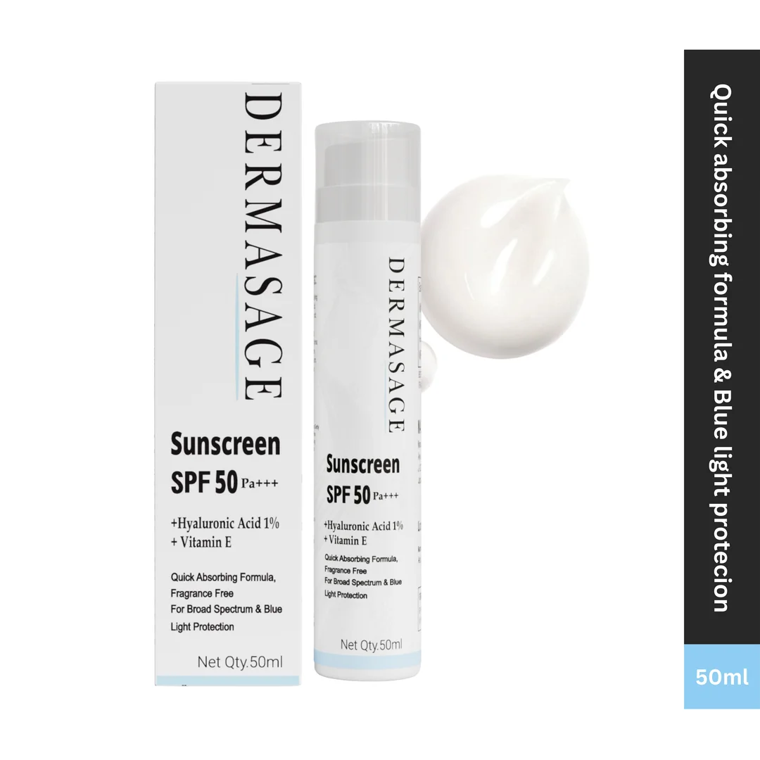 DERMASAGE sunscreen spf50 with Hyaluronic acid and vitamin E For glowing skin 50ml image 1
