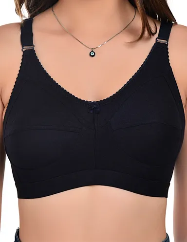 Women Cotton Non|Padded Non|Wired Everyday Regular Wear C Cup Multicolor Pack of 3 Bras | Breathable Daily Comfort Bra Full Coverage Wirefree Bra for Women thumbnail 2