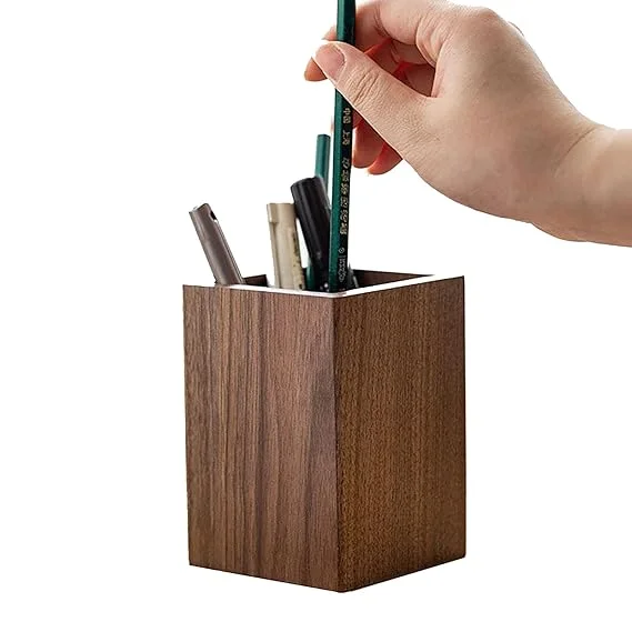 Wooden Walnut Pen Holder for Desk Stationery Organizer Black Walnut Pencil Stand for Office School Home Study Table Accessories image 1