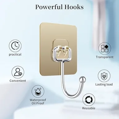FIRAGE Multipurpose Home Storage Hook Kadi Golden for Hanging Capacity 10KG Max, PVC Waterproof Big Adhesive Heavy Duty Sticky Stainless Steel Hooks thumbnail 3
