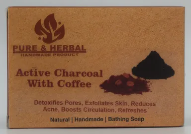 Pure Herbal Activated Charcoal | Coffee Soap Bar 100g Natural Detox Cleansing Deep Clean Pore Purifier Anti‑Acne Anti|Oil Handmade Organic Skincare Bar India thumbnail 0