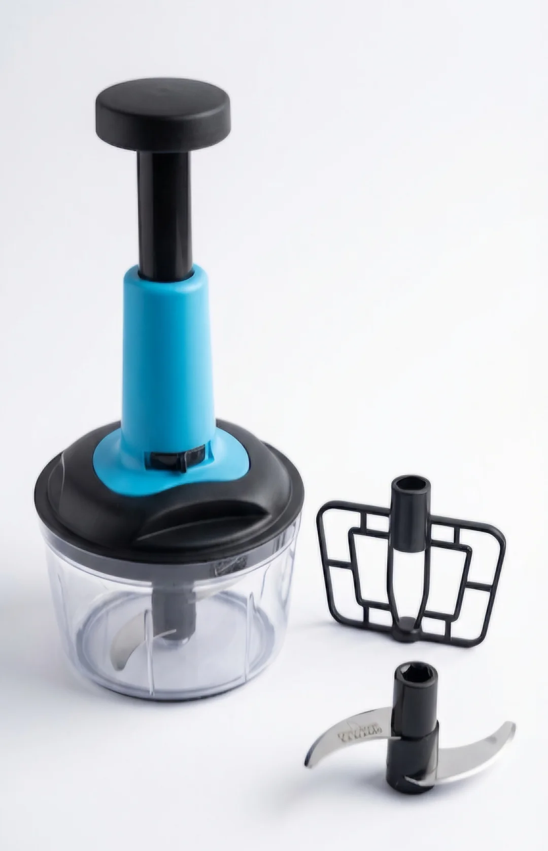 Manual 2-in-1 Instant Push Chopper 650ml Vegetable Onion Chopper Hand Press Manual Food Cutter BPA Free 3 Stainless Steel Blades Quick Kitchen Prep Tool for Indian Cooking image 1