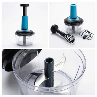 Manual 2-in-1 Instant Push Chopper 650ml Vegetable Onion Chopper Hand Press Manual Food Cutter BPA Free 3 Stainless Steel Blades Quick Kitchen Prep Tool for Indian Cooking thumbnail 2