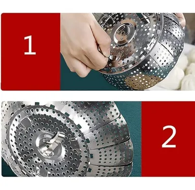 Premium Stainless Steel Vegetable Steamer Basket | Foldable & Collapsible, 6.5 in Expandable for Veg, Baby Food & Pot Cooking thumbnail 1