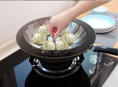 Premium Stainless Steel Vegetable Steamer Basket | Foldable & Collapsible, 6.5 in Expandable for Veg, Baby Food & Pot Cooking thumbnail 3