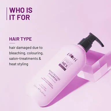 Plum Pro Nex Bond Restore Shampoo 250 ml | Sulphate Free, Paraben Free, Vegan Hair Bond Repair | Damage Restore Shampoo with Quinoa Extract and Pro-Vitamin B5 for Split Ends | Stronger Hair thumbnail 3
