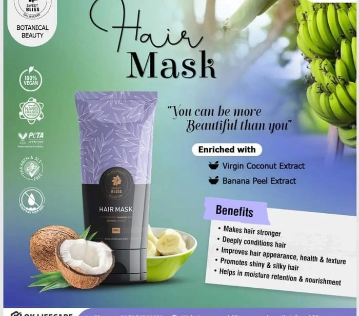 Sweet Bliss Coconut Banana Hair Mask Deep Nourishing Hair Care Treatment Paraben Sulphate Free 100g image 3