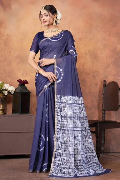 Premium Chanderi Silk Digital Printed Saree with Rich Gold Zari Border | Lightweight 6.3 Meter Elegant Traditional Indian Ethnic Wear for Wedding Festive Party Use thumbnail 0
