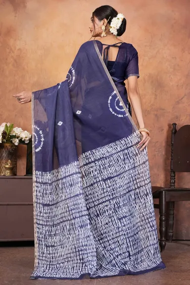 Premium Chanderi Silk Digital Printed Saree with Rich Gold Zari Border | Lightweight 6.3 Meter Elegant Traditional Indian Ethnic Wear for Wedding Festive Party Use thumbnail 2