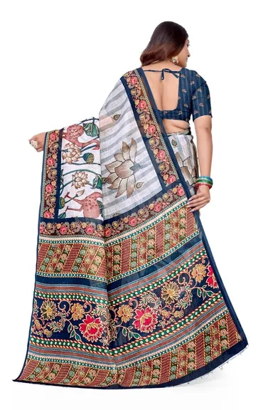 Elegant Multicolour Printed Cotton Silk Saree with Floral and Traditional Motifs for Women -Designer Casual and Ceremonial Wear thumbnail 3