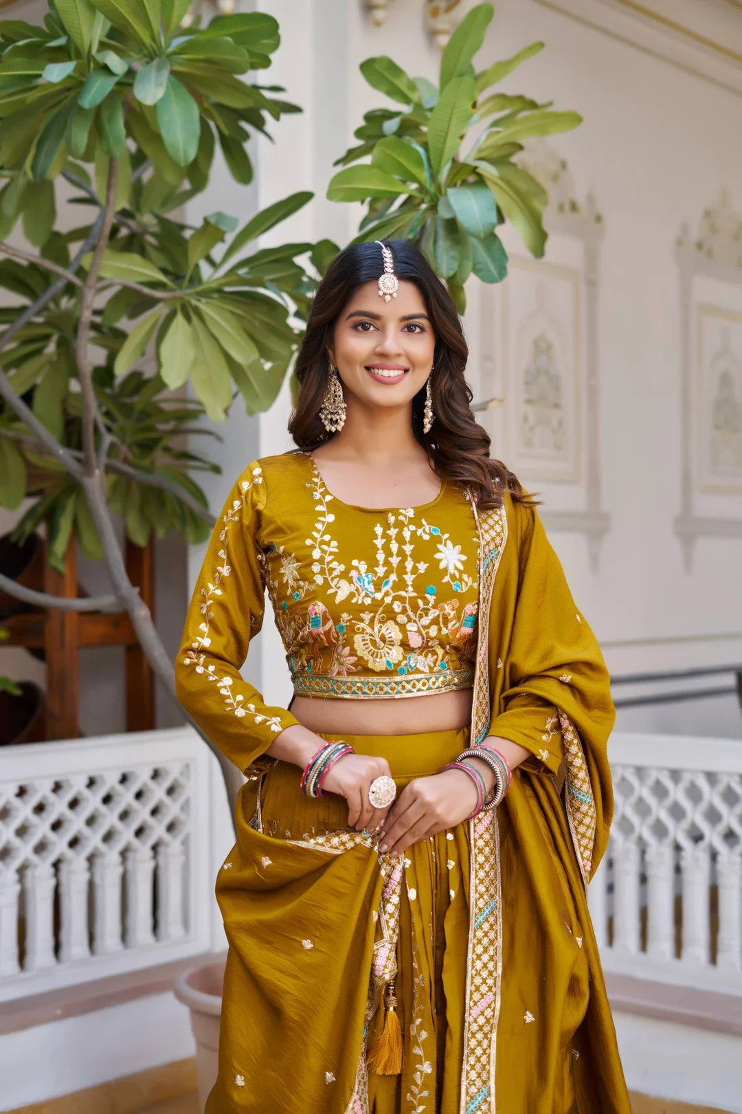 Rajkanika Mustard Yellow Embroidered Lehenga Choli with Dupatta image 6