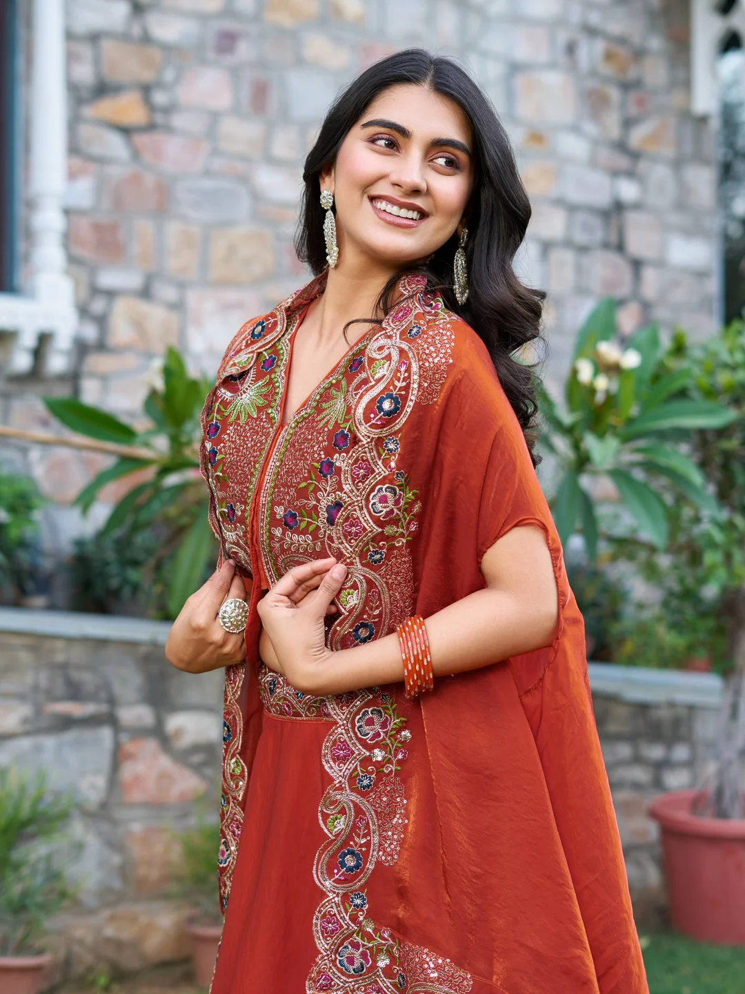Rajkanika Rust Orange Embroidered Lehenga Choli for Women with Traditional Ethnic Design for Weddings and Festive Wear image 3
