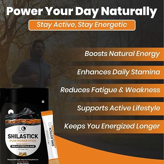 LO Ayurveda Pure Shilajit Honey Sticks with Ginger Shunthi Ayurvedic Energy | Immunity Boost | 30 × 8g Daily Wellness Sachets for Men | Women India Ancient Herbal Vitality image 3