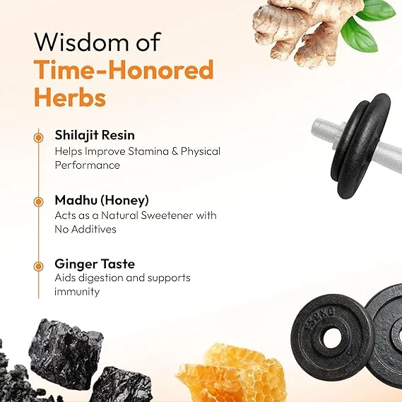LO Ayurveda Pure Shilajit Honey Sticks with Ginger Shunthi Ayurvedic Energy | Immunity Boost | 30 × 8g Daily Wellness Sachets for Men | Women India Ancient Herbal Vitality image 4