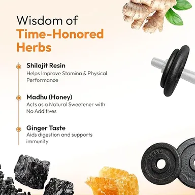 LO Ayurveda Pure Shilajit Honey Sticks with Ginger Shunthi Ayurvedic Energy | Immunity Boost | 30 × 8g Daily Wellness Sachets for Men | Women India Ancient Herbal Vitality thumbnail 3