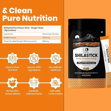 LO Ayurveda Pure Shilajit Honey Sticks with Ginger Shunthi Ayurvedic Energy | Immunity Boost | 30 × 8g Daily Wellness Sachets for Men | Women India Ancient Herbal Vitality thumbnail 4