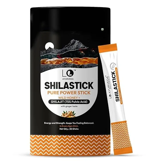 LO Ayurveda Pure Shilajit Honey Sticks with Ginger Shunthi Ayurvedic Energy | Immunity Boost | 30 × 8g Daily Wellness Sachets for Men | Women India Ancient Herbal Vitality image 1