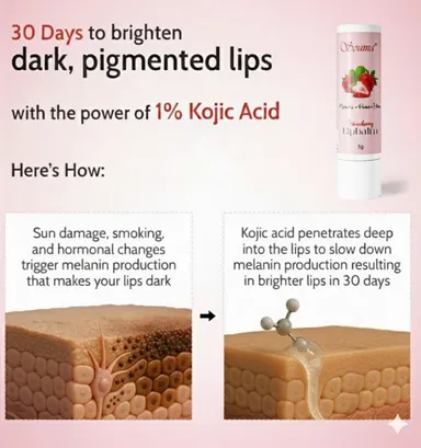 SOUMA Lip Balm for Dark Lips with Kojic Acid | Niacinamide – Lip Lightening, Pigmentation Treatment, SPF Protection for Smoker Lips  thumbnail 3