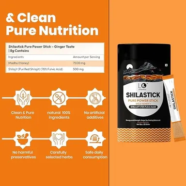 LO Ayurveda Natural Shilajit Honey Sticks 30 Sachets 8g Each for Men and Women Ayurvedic Herbal Lifestyle Supplement Energy Stamina Immunity Booster thumbnail 3