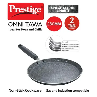 Prestige Omega Deluxe Granite Dosa Tawa 280mm Black | Nonstick Aluminium Pan for Indian Cooking | Easy Clean, Durable, Anti-Scratch, Heat Resistant thumbnail 1