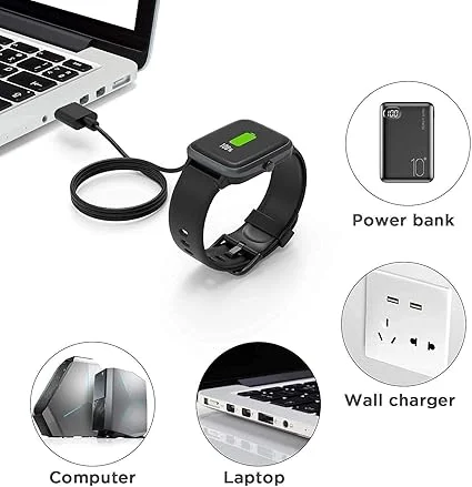 Universal Magnetic Smartwatch Charger Cable 2-Pin 45cm USB for W26/W26|W26M/W55| Boat Xtend, Boat Storm, Noise ColorFit Pulse, ColorFit Ultra|Ultra 2 | Cable Only image 5