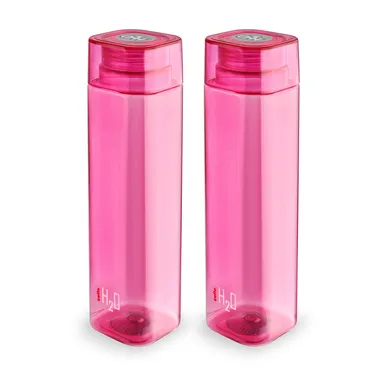 CELLO H2O Squaremate 1L Plastic Water Bottle Set of 2 Pink |  Leakproof, Breakproof, Silicone-Sealed Lid for Office, School, Gym, Picnic, Home, BPA-Free Drinking Bottles thumbnail 1