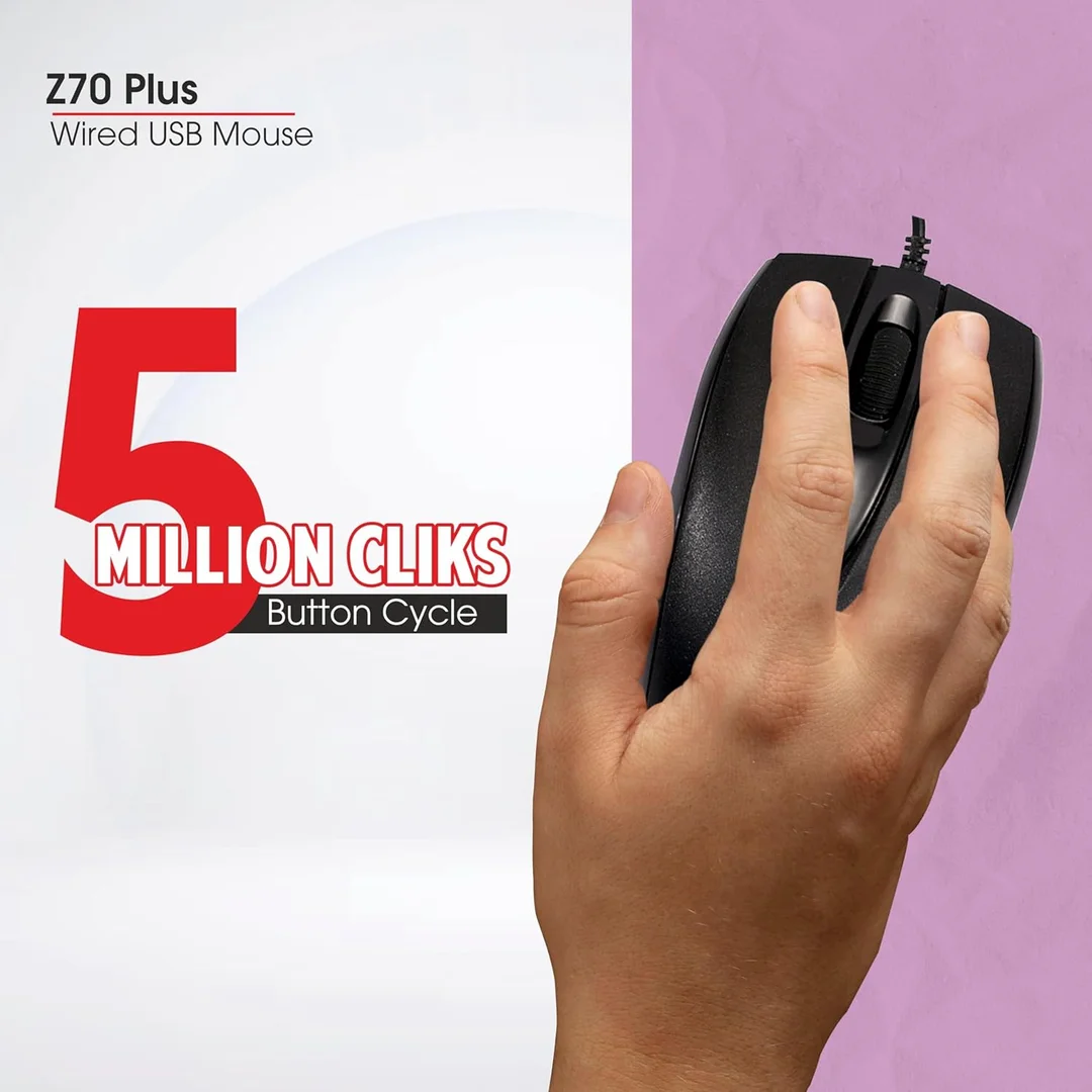 Zebion Z70+ USB Mouse 1200 DPI Ergonomic Optical Gaming Office Computer Mouse with 1.5M Cable, Smooth Low-Friction Movement, Comfy Palm Grip, Latest Technology, 3 Year Warranty image 4