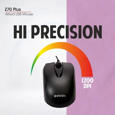 Zebion Z70+ USB Mouse 1200 DPI Ergonomic Optical Gaming Office Computer Mouse with 1.5M Cable, Smooth Low-Friction Movement, Comfy Palm Grip, Latest Technology, 3 Year Warranty thumbnail 4