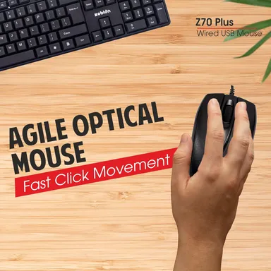 Zebion Z70+ USB Mouse 1200 DPI Ergonomic Optical Gaming Office Computer Mouse with 1.5M Cable, Smooth Low-Friction Movement, Comfy Palm Grip, Latest Technology, 3 Year Warranty thumbnail 6
