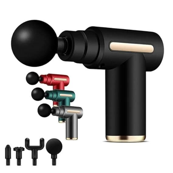 Handheld Massage Gun with 4 Interchangeable Heads, Percussion Massager |20 Speed Levels | Gunmetal Grey image 2