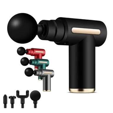 Handheld Massage Gun with 4 Interchangeable Heads, Percussion Massager |20 Speed Levels | Gunmetal Grey thumbnail 1