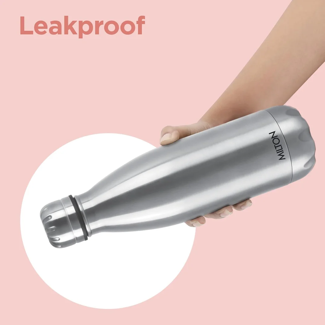 Milton Duo DLX 750ml Thermosteel Water Bottle, Vacuum Insulated, Leak Proof, 24-Hour Hot and Cold, ISI Certified, for Office, Gym, School, Silver Color image 7