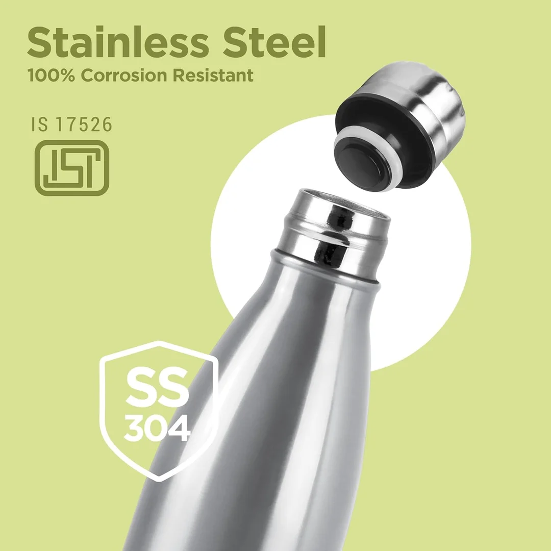 Milton Duo DLX 750ml Thermosteel Water Bottle, Vacuum Insulated, Leak Proof, 24-Hour Hot and Cold, ISI Certified, for Office, Gym, School, Silver Color image 4