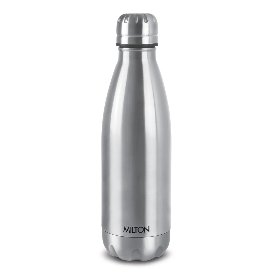 Milton Duo DLX 1000ml Thermosteel Water Bottle, Vacuum Insulated, Leak Proof Lid, 24-Hour Hot and Cold, ISI Certified, for Office, Gym, School, Silver Color image 1