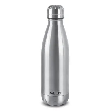 Milton Duo DLX 1000ml Thermosteel Water Bottle, Vacuum Insulated, Leak Proof Lid, 24-Hour Hot and Cold, ISI Certified, for Office, Gym, School, Silver Color thumbnail 0