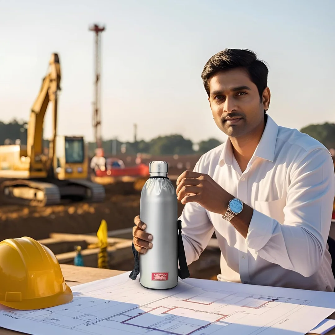 Milton Duo DLX 1500ml Thermosteel Water Bottle, Vacuum Insulated, Leak Proof Lid, 24-Hour Hot & Cold Retention, ISI Certified, for Office Gym School Daily Use, Silver Premium Steel Bottle image 2