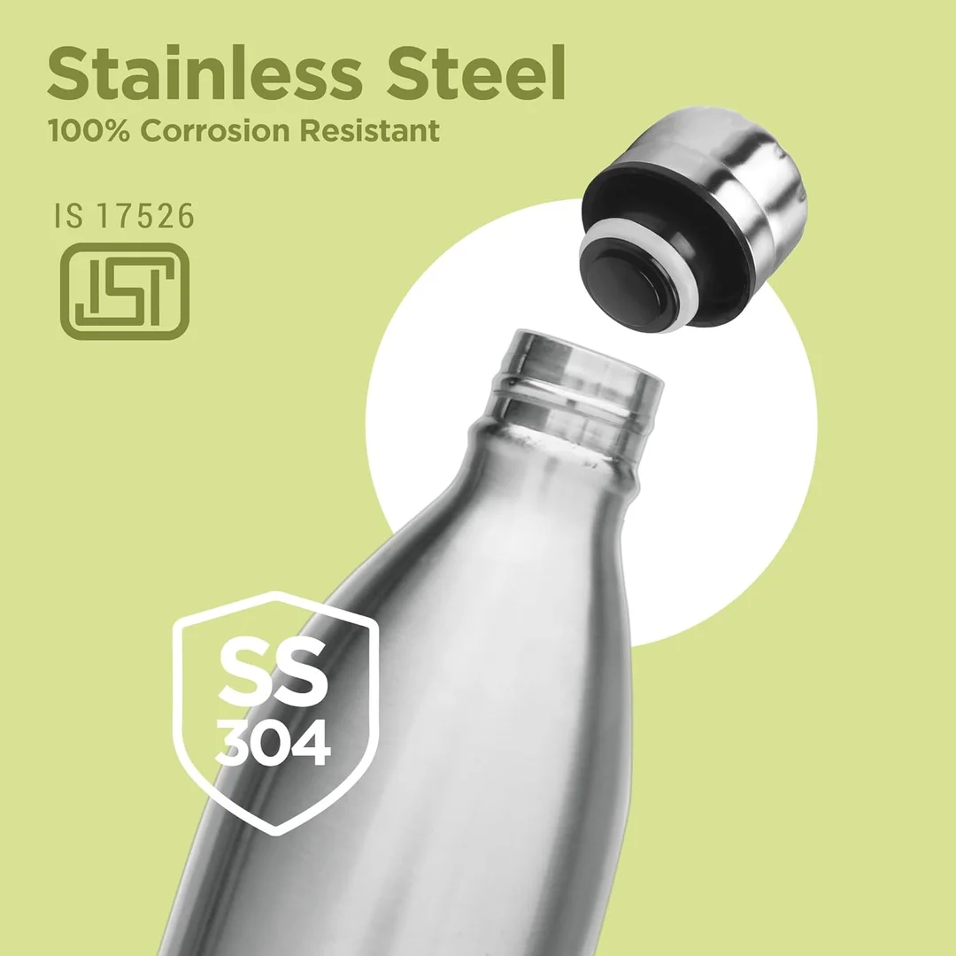 Milton Duo DLX 1500ml Thermosteel Water Bottle, Vacuum Insulated, Leak Proof Lid, 24-Hour Hot & Cold Retention, ISI Certified, for Office Gym School Daily Use, Silver Premium Steel Bottle image 5
