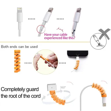 03 Pcs Spiral Cable Protector Combo| Premium Cable Wraps| 12 pcs Colorful Cord Protectors for USB, Charger & Headphone Cables – Anti-Fray Wire Organizer Set for Phone, PC, Home & Office thumbnail 2