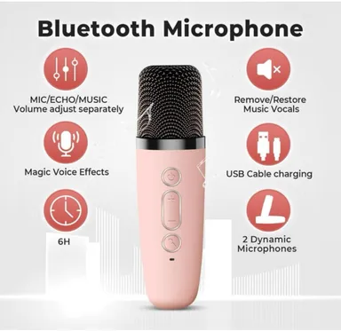 Wireless Portable Microphone and Speaker System| Home Party Entertainment, Singing Machine with High-Quality Sound| Easy Connectivity for All Ages thumbnail 1
