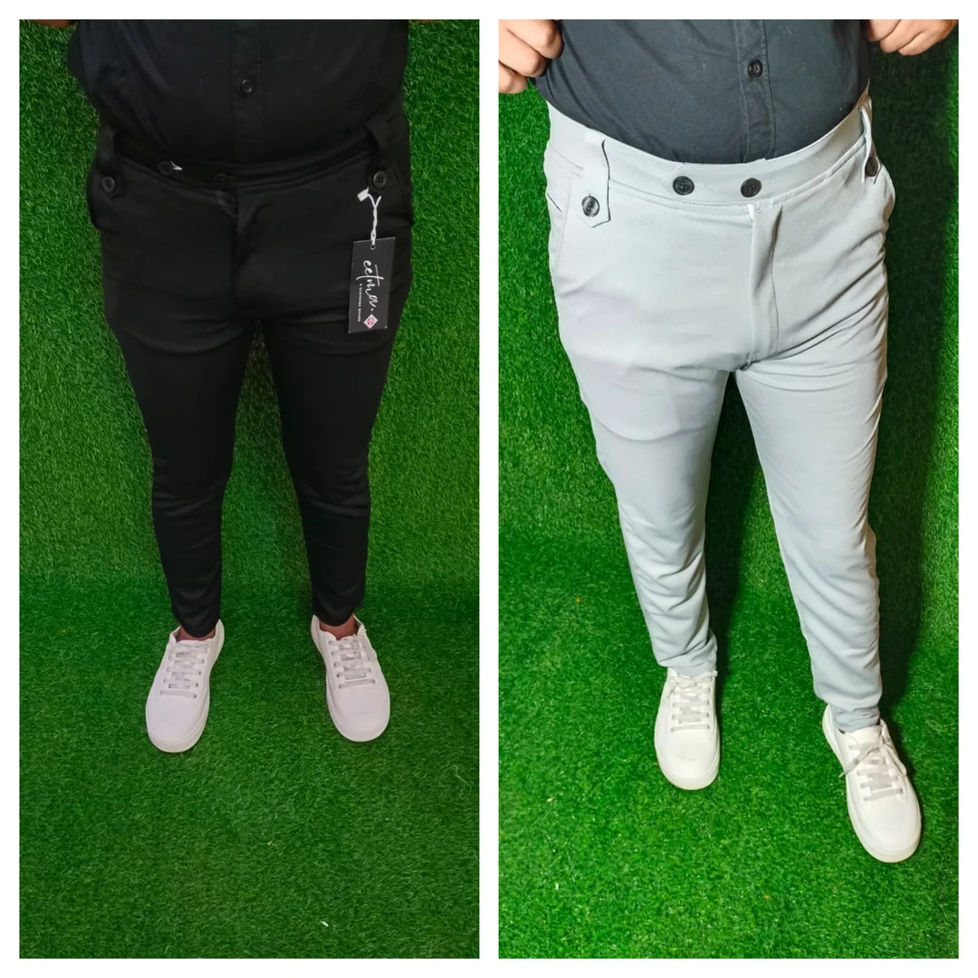 Button Men's Jogger Pants Perfect fit Soft lycra blend styles| Black & Grey Luppi Track Pant for men & Boy size 28 Pack of 2 image 3