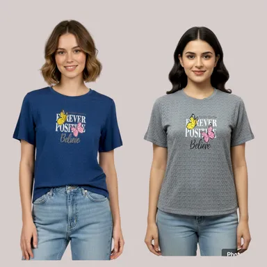 Women’s Multicolor Printed Cotton Blend T-Shirt Summer Casual Top Lightweight Breathable Daily Wear Comfortable Round Neck Tee Stylish Everyday Outfit thumbnail 0