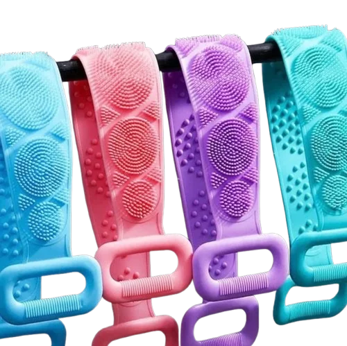 Silicone Bath Belt for Body Scrubbing |Exfoliation | Soft |Flexible Back Scrubber | Deep Cleansing Shower Belt for Men |Women | Pack of 6 image 2