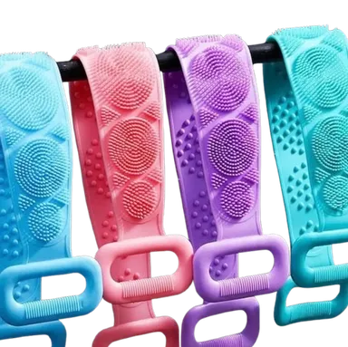 Silicone Bath Belt for Body Scrubbing |Exfoliation | Soft |Flexible Back Scrubber | Deep Cleansing Shower Belt for Men |Women | Pack of 6 thumbnail 1