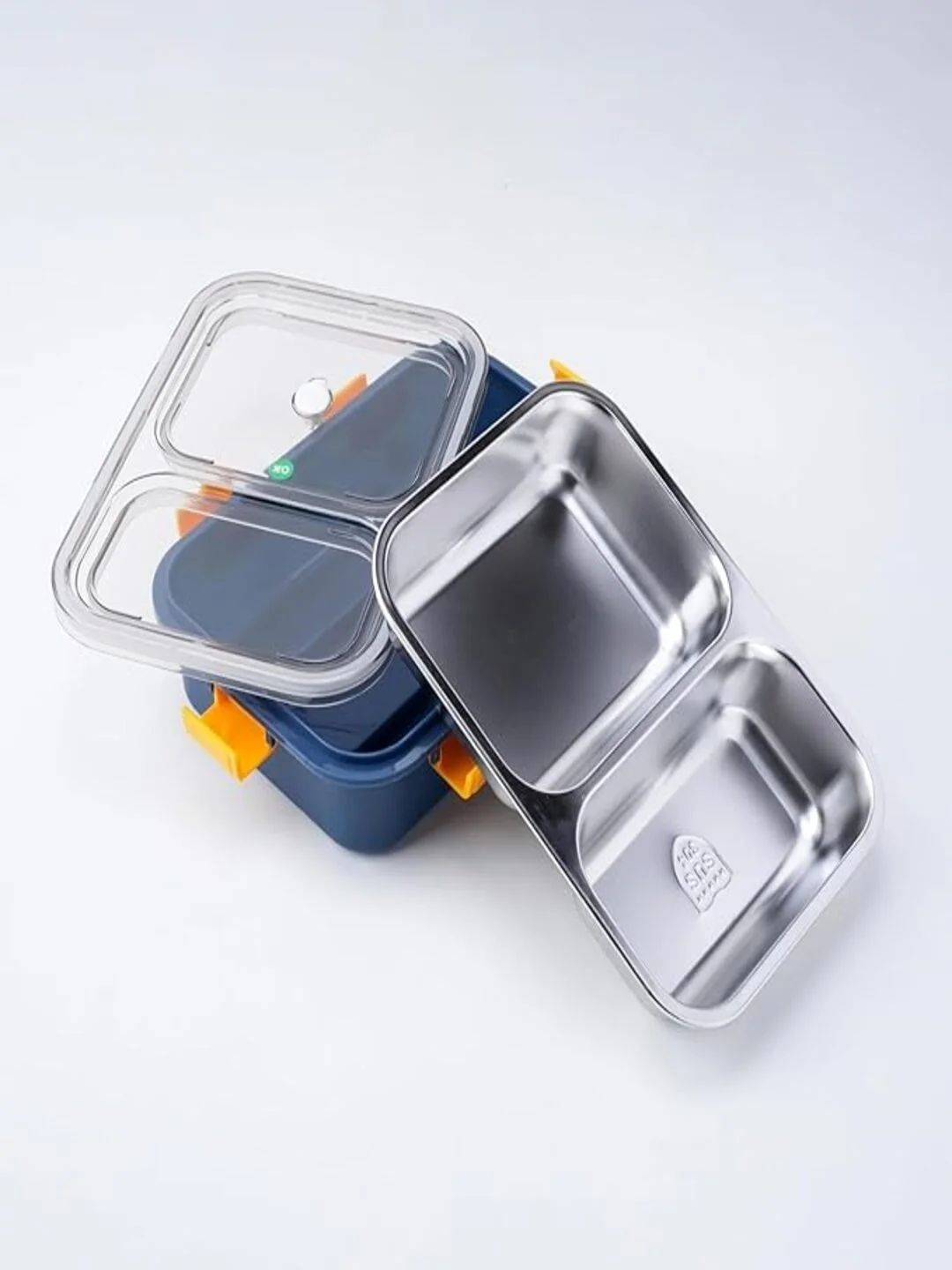 Lunch Box for Kids & Adults| Leak-Proof Airtight School & Office Tiffin with Fork| Spoon & Chopsticks, BPA-Free, Dark Blue|750ML image 4
