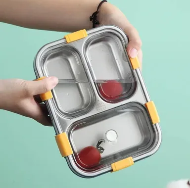 Stainless Steel Lunch Box 750 ml|3 Compartment| Leakproof BPA Free Tiffin Box for School Kids and Adults