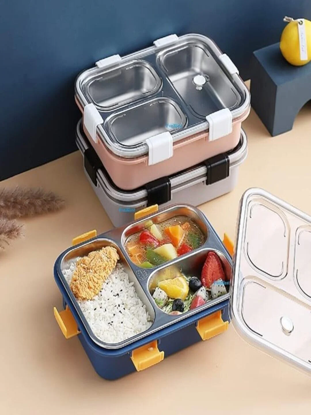 Stainless Steel Lunch Box 750 ml|3 Compartment| Leakproof BPA Free Tiffin Box for School Kids and Adults image 5