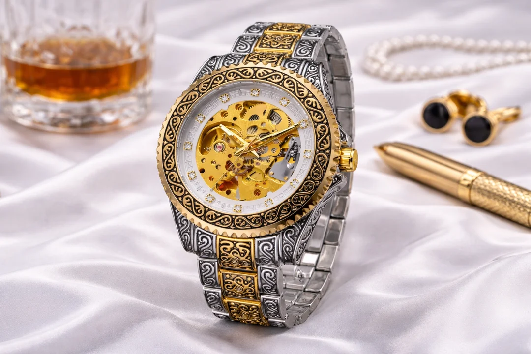 Forsining Automatic Mechanical Skeleton Watch for Men Open-Heart Gears Dial Transparent Case Back Self-Winding Analog Luxury Timepiece Stylish Wrist Watch No Battery Required image 3