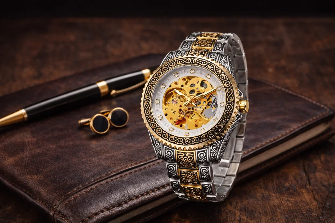 Forsining Automatic Mechanical Skeleton Watch for Men Open-Heart Gears Dial Transparent Case Back Self-Winding Analog Luxury Timepiece Stylish Wrist Watch No Battery Required image 1
